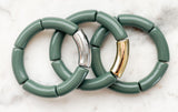 Acrylic Bamboo Bangle Bracelet "Olive Green"