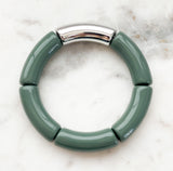 Acrylic Bamboo Bangle Bracelet "Olive Green"