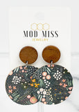 Cork+Leather Round Earring "Pastel Floral"