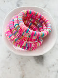 Heishi Color Pop Bracelet "Peachy Pink Multi Gold Discs"