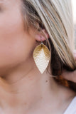 Leather Petal Earring "Metallic Gold"