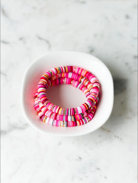 Heishi Color Pop Bracelet "Raspberry Multi"
