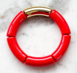 Acrylic Bamboo Bangle Bracelet "Red "