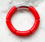 Acrylic Bamboo Bangle Bracelet "Red "