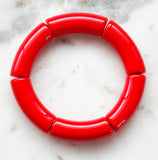 Acrylic Bamboo Bangle Bracelet "Red "