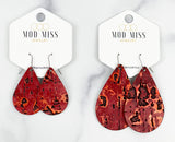 Leather Teardrop Earring "Wildwood Red"
