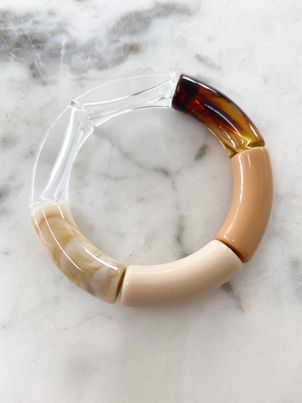 Acrylic Bamboo Bangle Bracelet "Rosa Boho"