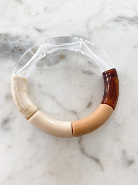 Acrylic Bamboo Bangle Bracelet "Rosa Boho"