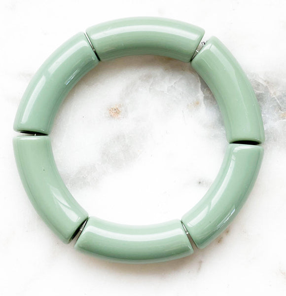 Acrylic Bamboo Bangle Bracelet "Sage"