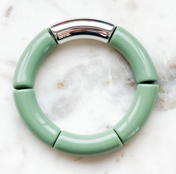 Acrylic Bamboo Bangle Bracelet "Sage"