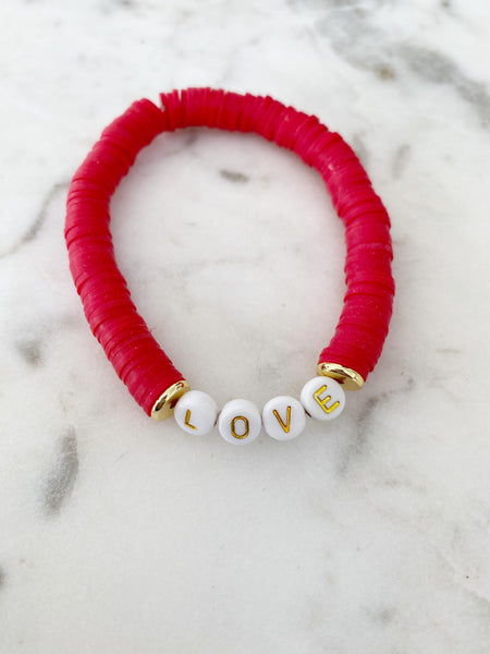 Heishi Color Pop Bracelet "Siam Red(Love)"