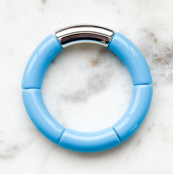 Acrylic Bamboo Bangle Bracelet "Sky Blue"