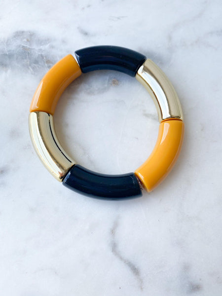 Acrylic Bamboo Bangle Bracelet "Sunflower"