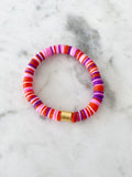 Heishi Color Pop Bracelet "Candy Crush Multi Gold Barrel"