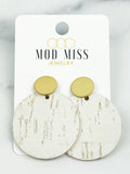 Cork+Leather Round Earring "White"