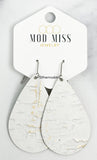 Leather Teardrop Earring "Wildwood White"