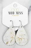 Leather Teardrop Earring "Wildwood White"