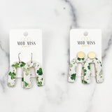Cork+Leather Arch Earring "White Clover"