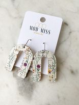 Cork+Leather Arch Earring "Wildflowers"