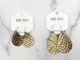 Leather Teardrop Earring "Basket Weave Gold"
