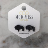 Fun Stud Earring " Buffalo Black Glitter"