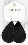 Leather Teardrop Earring "Black "