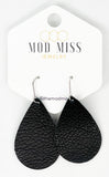 Leather Teardrop Earring "Black "