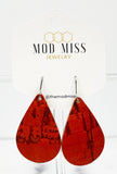 Cork+Leather Teardrop Earring "Burnt Orange"