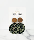 Cork+Leather Round Earring "Leopard Camo"