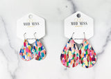 Leather Teardrop Earring "Confetti Rainbow"