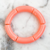 Acrylic Bamboo Bangle Bracelet "Coral Pink"