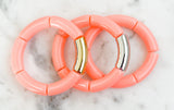 Acrylic Bamboo Bangle Bracelet "Coral Pink"