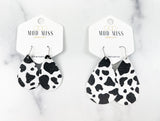 Leather Teardrop Earring "Cow Print"