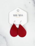 Leather Teardrop Earring "Dark Red"