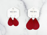 Leather Teardrop Earring "Dark Red"