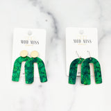 Cork+Leather Arch Earring "Green Clover"