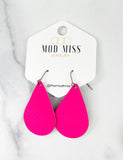 Leather Teardrop Earring "Hot Pink"