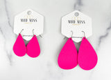 Leather Teardrop Earring "Hot Pink"