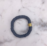 Heishi Color Pop Bracelet "Gray Gold Barrel"