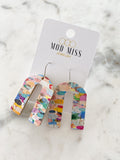 Cork+Leather Arch Earring "Confetti Rainbow"