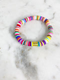 Heishi Color Pop Bracelet "Rainbow Multi Gold Barrel"