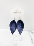 Leather Petal Earring "Metallic Navy"