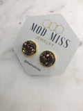 Druzy Stud Earring "Metallic Gold"