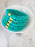 Heishi Color Pop Bracelet "Turquoise Gold Barrel"