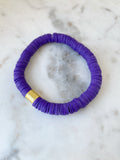 Heishi Color Pop Bracelet "Purple Gold Barrel"