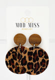 Cork+Leather Round Earring "Leopard Gold Specs"