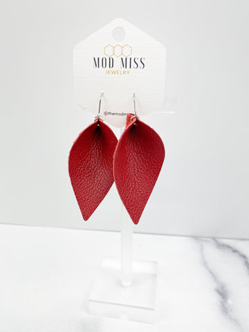 Leather Petal Earring "True Red"