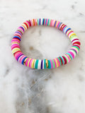 Heishi Color Pop Bracelet "Rainbow Multi Gold Disc"