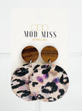 Cork+Leather Round Earring "Leopard Fiesta"