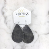 Leather Teardrop Earring "Worn Gray"